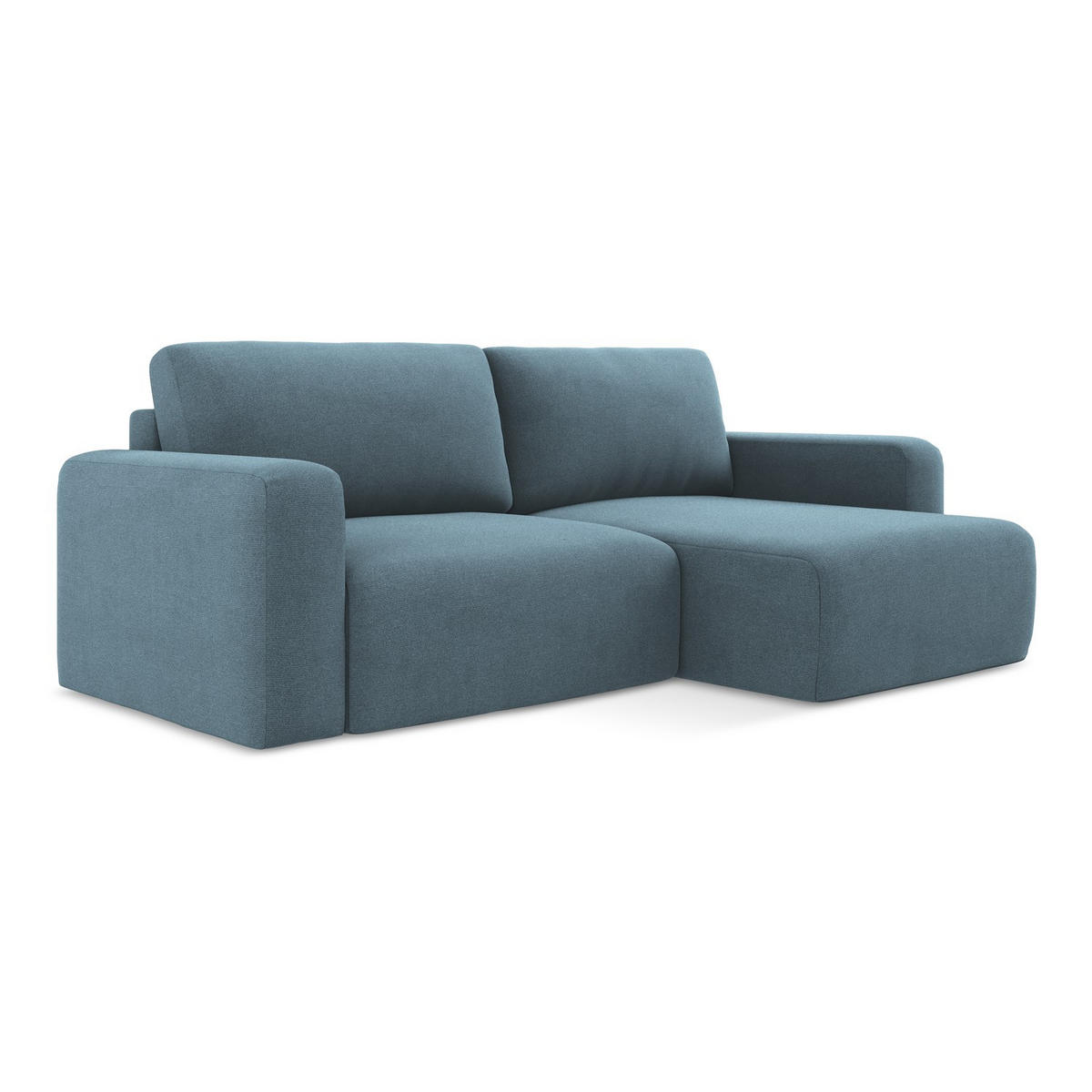 ECKSOFA mit Schlaffunktion rechts Strukturstoff Stoff Blau - Blau/Schwarz, Kunststoff/Textil (244/149cm) - LaMiaSofa