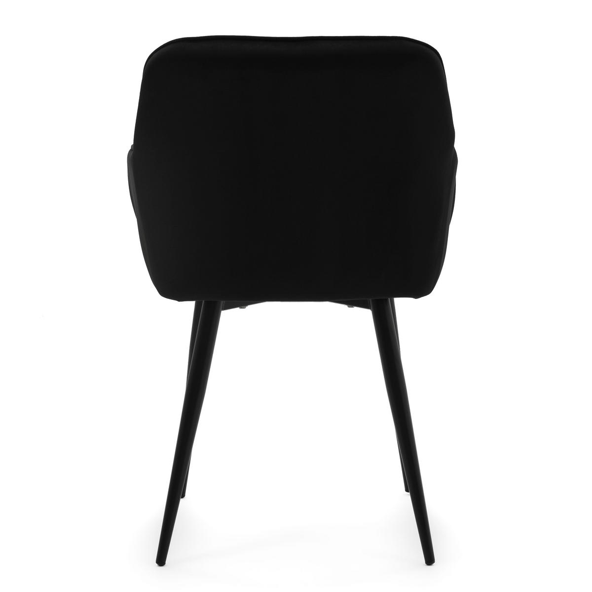 STUHL LAGO gespolsterter mit Steppung - schwarz - Samt Velours - Schwarz, Textil/Metall (58/85/60cm) - NEW HOME