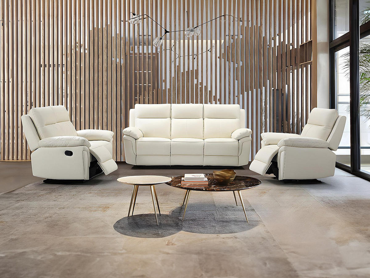 RELAXSESSEL - 1 -Sitzer - Leder - elfenbeinfarben - PAKITA - Weiß, Leder (98/102/92cm) - Vente-Unique