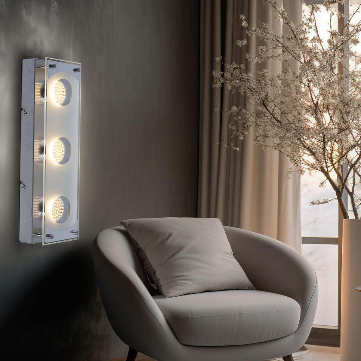 LED DECKENLEUCHTE Silber gebürstet - Silberfarben, Glas (7.5/35/10cm) - Esto