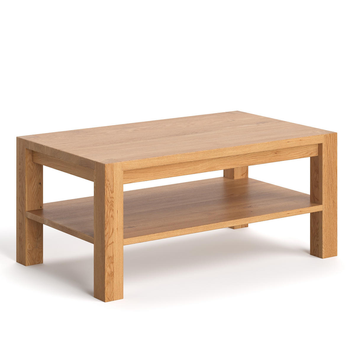 COUCHTISCH Gustav mit Ablage aus massivem Eichenholz 120 cm - Eichefarben/Braun, Holz (120/60/45cm) - Danzz