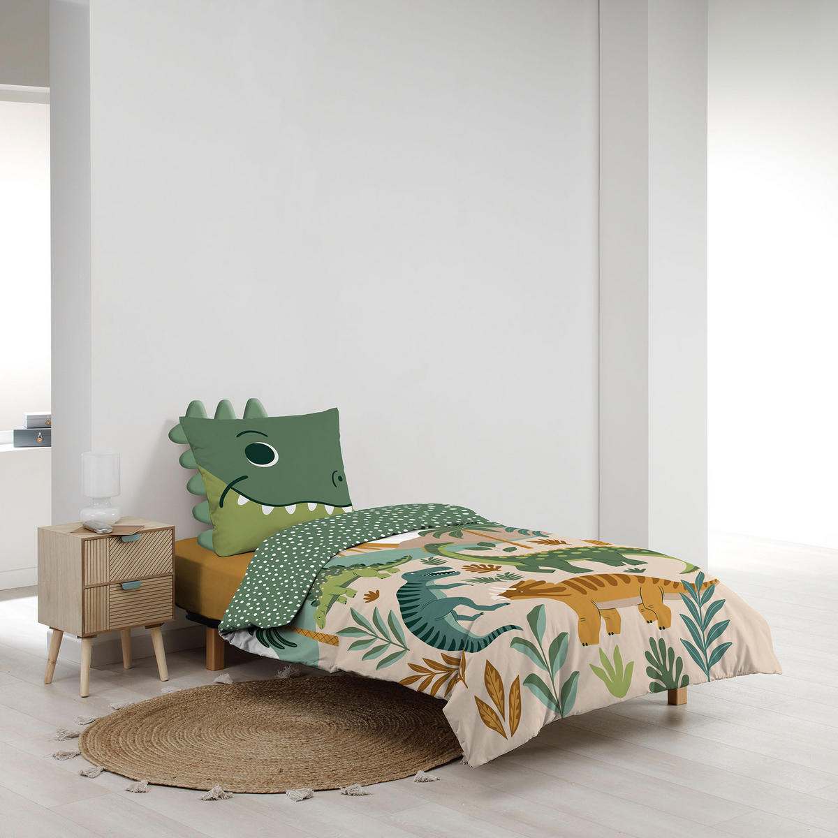 BAUMWOLL-BETTWÄSCHE-SET 2-teilig Kidino 140/200 cm - Grün, Naturmaterialien (200/140cm) - Douceur d´intérieur