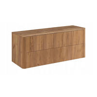 WASCHBECKENUNTERSCHRANK LINEA hängend geriffelt Eiche dunkelbraun mit Waschtischplatte 120/48/44 cm - Braun, Holzwerkstoff (120/48.4/43.7cm) - Rodan