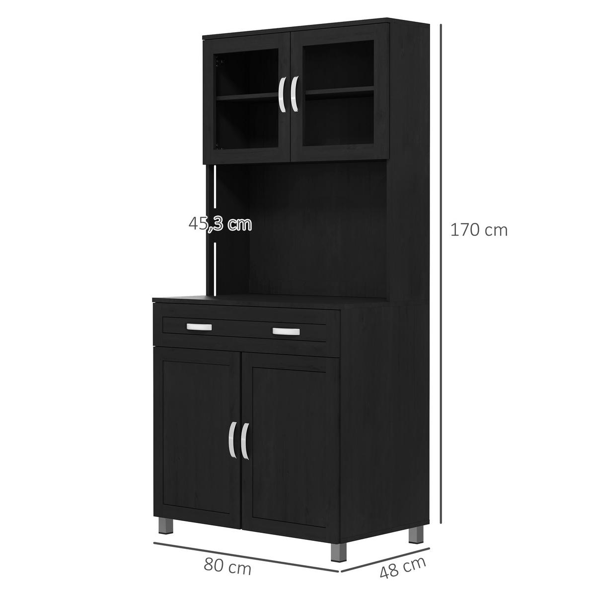 BUFFET DE-11309 4 Türen & Schublade mit Arbeitsplatte Schwarz - Schwarz, Holzwerkstoff (121.92/431.8/203.2cm) - ComfortXL