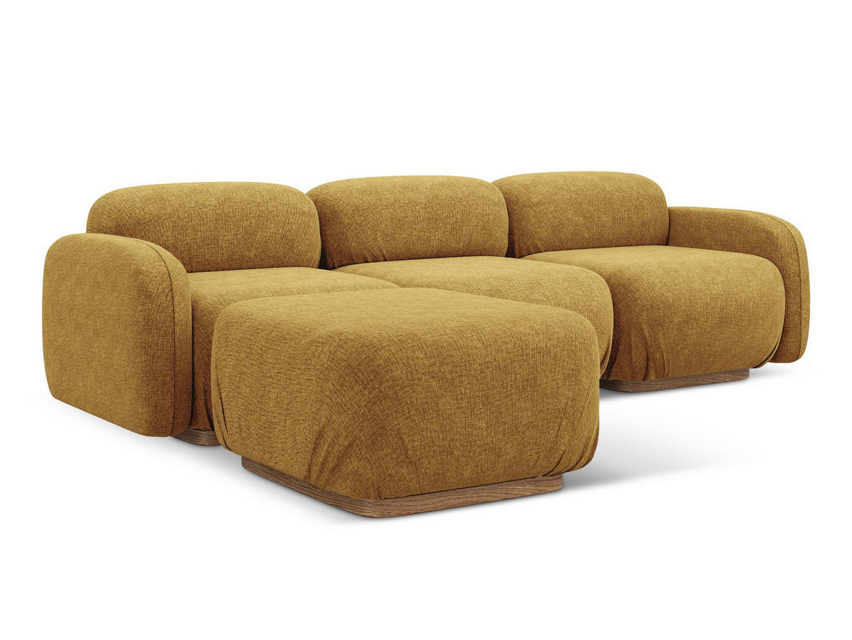 ECKSOFA Beidseitig Chenille Stoff Gelb - Currygelb/Gelb, Holz/Textil (270/190cm) - Makamii
