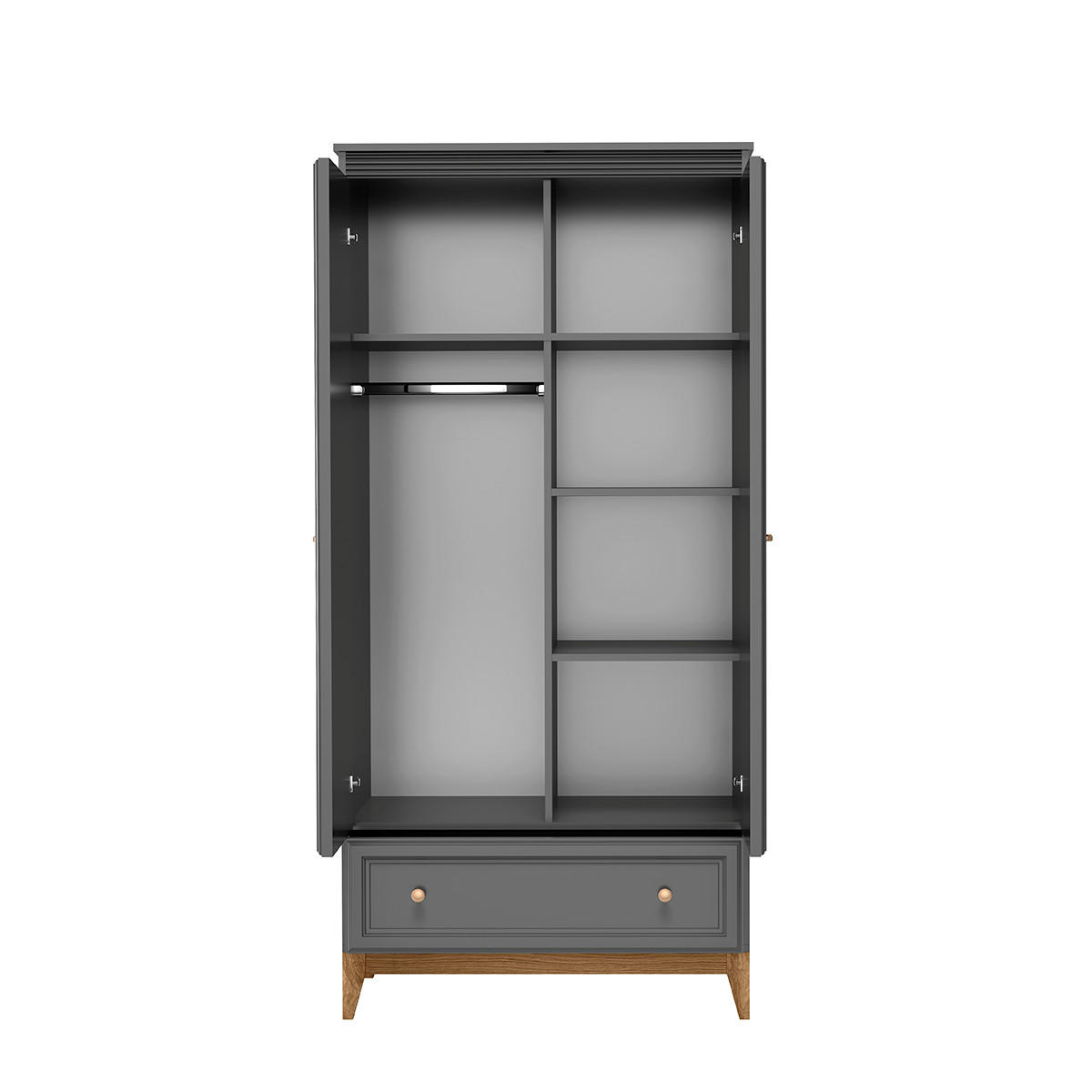 DREHTÜRENSCHRANK SUOLO 92/193/54,5 cm 2-türig Grau - Grau, Holzwerkstoff (92/193/54.5cm) - MASSENO