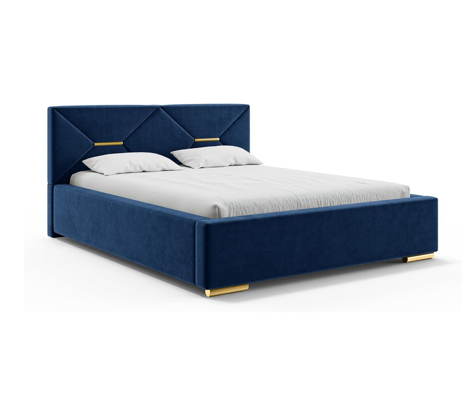 BETT LIZZY H3 - Goldfarben/Dunkelblau, Holzwerkstoff (160/200cm) - Meblini