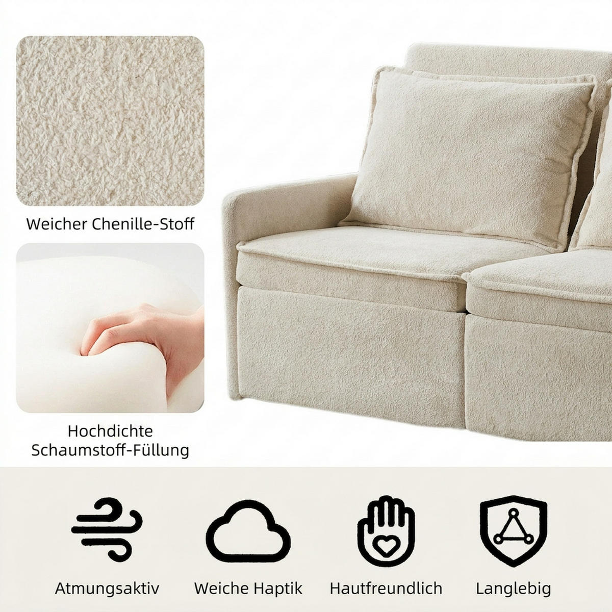 SCHLAFSOFA 172.5/71/95 cm Beige mit USB-Anschluss, 5-fach verstellbarer Rückenlehne und Stauraum - Beige, Textil (71/95/172.5cm) - Oxeza