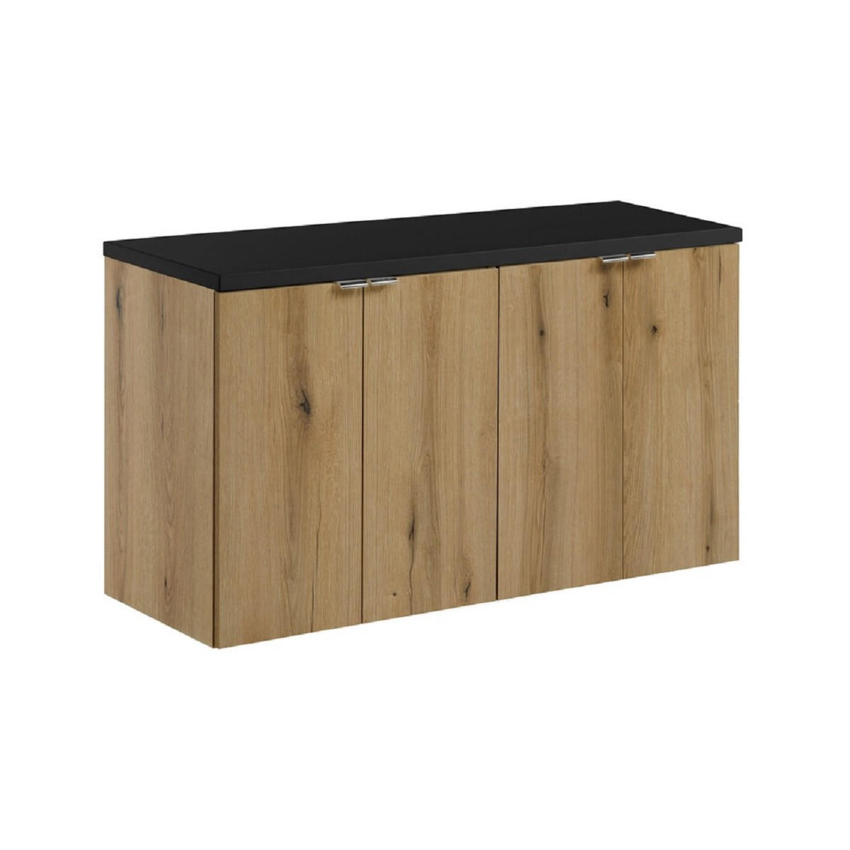 Milaros Markt Waschtischunterschrank Eiche Wotan, Schwarz 100x57x40 cm