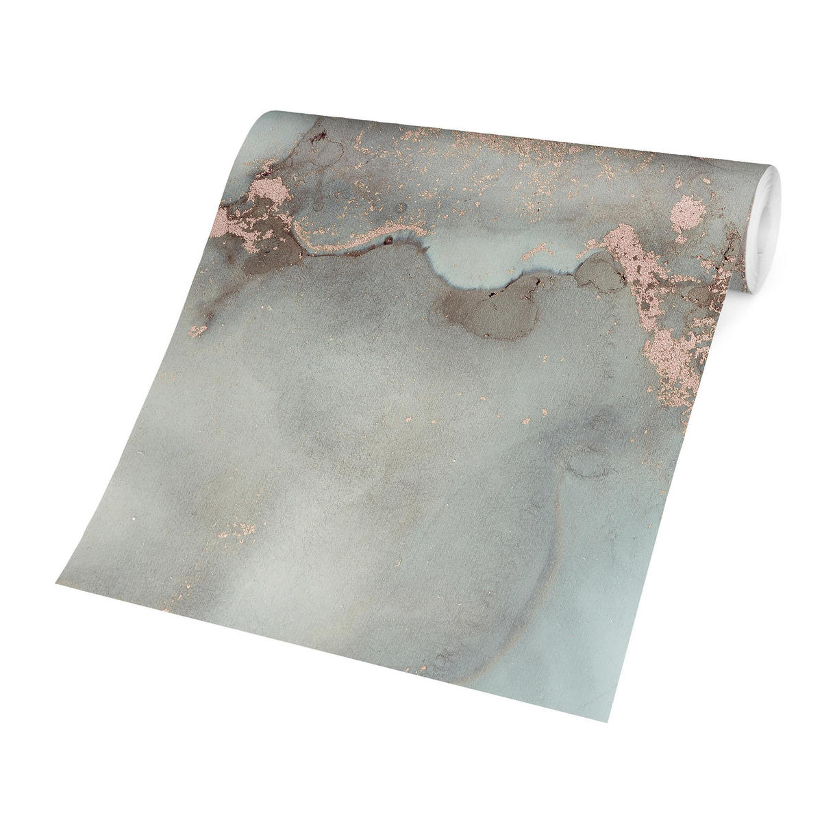FOTOTAPETE Farbexperimente Marmor Pastell und Gold 240/240 cm - Pastellblau, Papier (240/240cm) - Bilderwelten