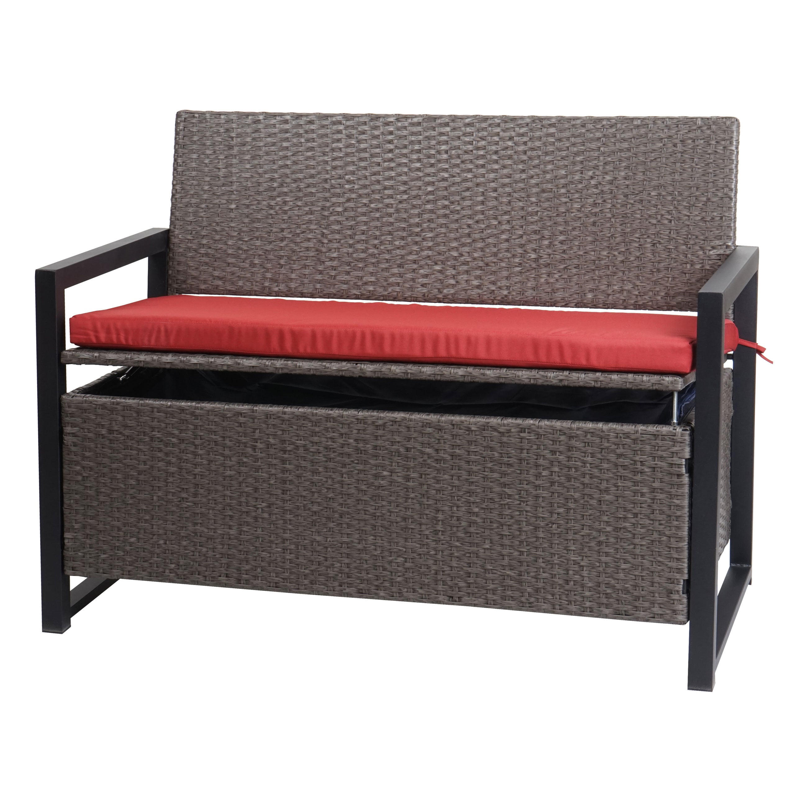 SITZBANK 2er 84x117x57cm Grau-meliert/Rot - Grau, Metall (117/87/57cm) - PROREGAL