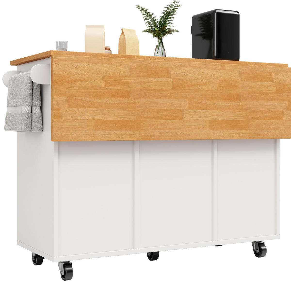 KÜCHENINSEL mit Klapptisch 122 x 74,5 x 91,5 cm Weiß MDF - Weiß, Holz (74.5/91.5/122cm) - Beauniv