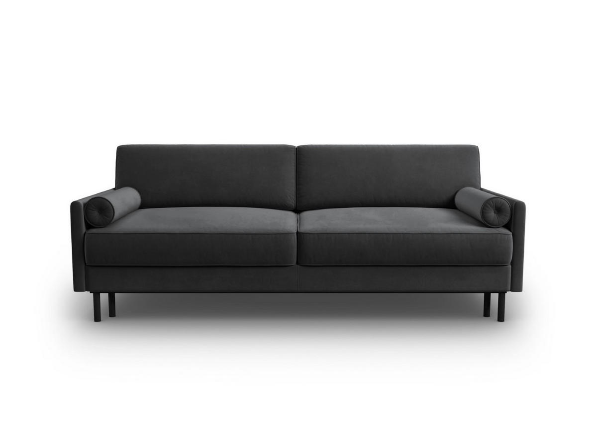 AUSKLAPPBARES-SOFA mit Bettkasten Scott aus Samt grau 3 Sitzplätze - Grau, Textil (97/87/212cm) - Micadoni
