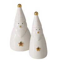 DEKOFIGUREN Weihnachtsmänner 2er-Set - Weiß, Keramik (6/12.5/6.3cm) - Boltze Home