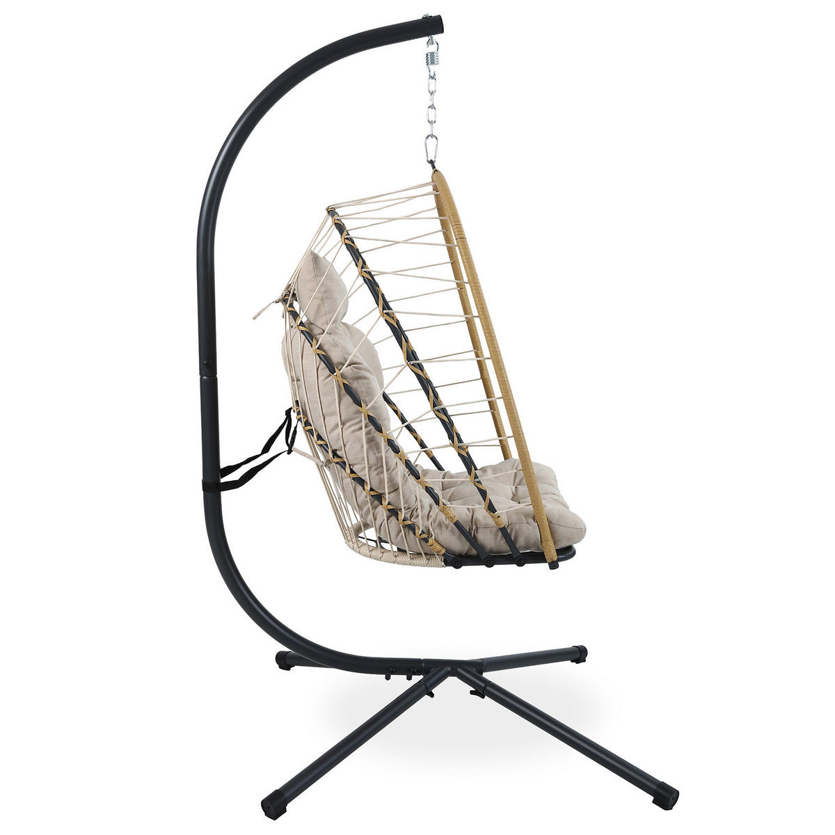 ZÁVĚSNÉ KŘESLO Mykonos se stabilním ocelovým rámem, 109 cm, béžové - béžová, kov (109/192/124cm) - Beautysofa
