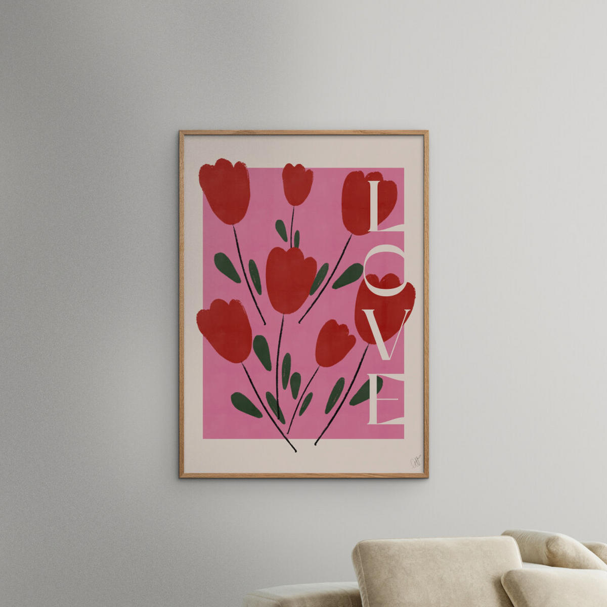 POSTER Affordable Art Prints x Anne-Marie Volfova - Tulips - Rot, Papier (30/40/0.1cm) - Poster&Frame
