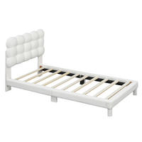 POLSTERBETT 90/200 cm DE-04380, mit dreifach verstellbarem Kopfteil und Plüschbezug, in Weiß - Weiß, Holzwerkstoff (90/200cm) - ComfortXL
