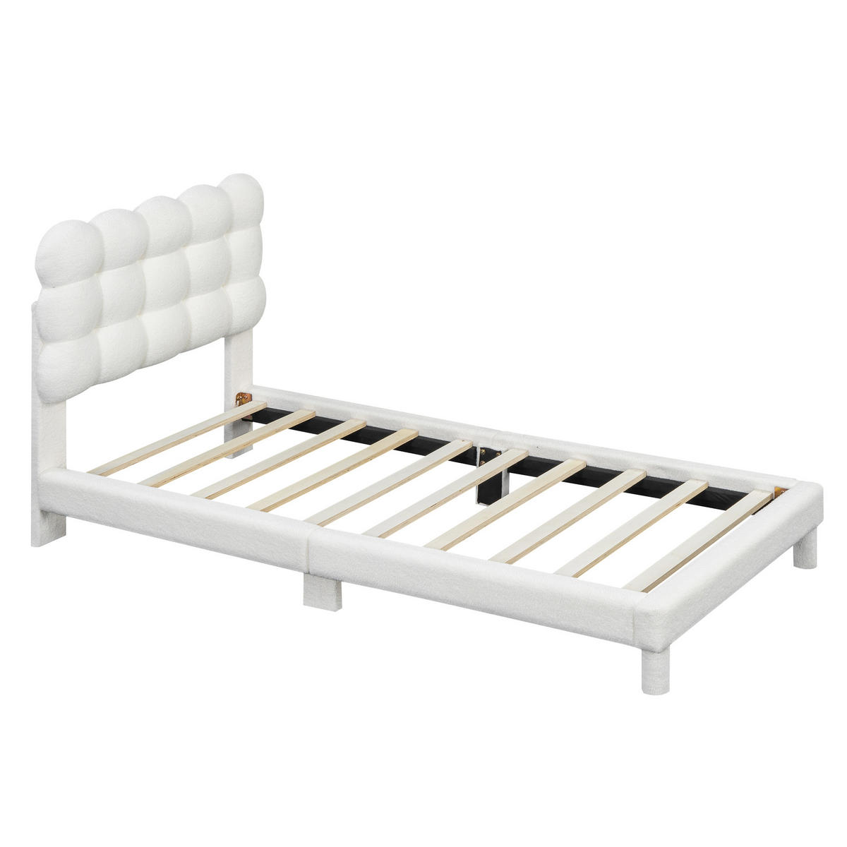 POLSTERBETT 90/200 cm mit verstellbarem Kopfteil in Weiß - Weiß, Textil (90/200cm) - OKWISH