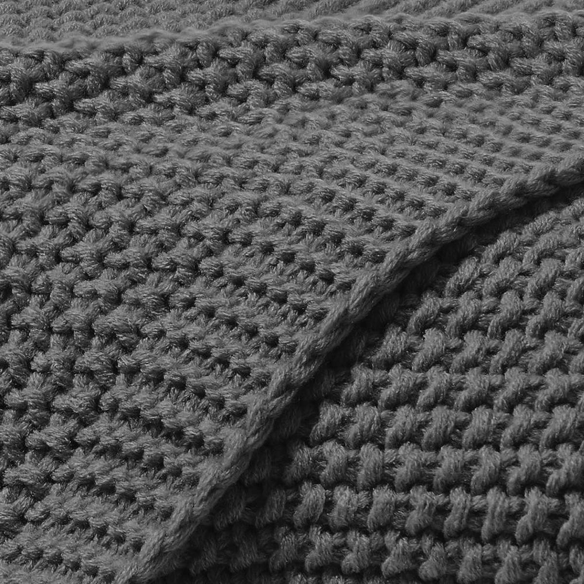 STRICKDECKE 130x170 cm, Kuscheldecke aus 100% Polyacryl, Flauschige Wohnzimmer Wohndecke für Sofa, Bett, Couch uvm. - Anthrazit - Anthrazit, Textil (130/170cm) - Carpe Sonno