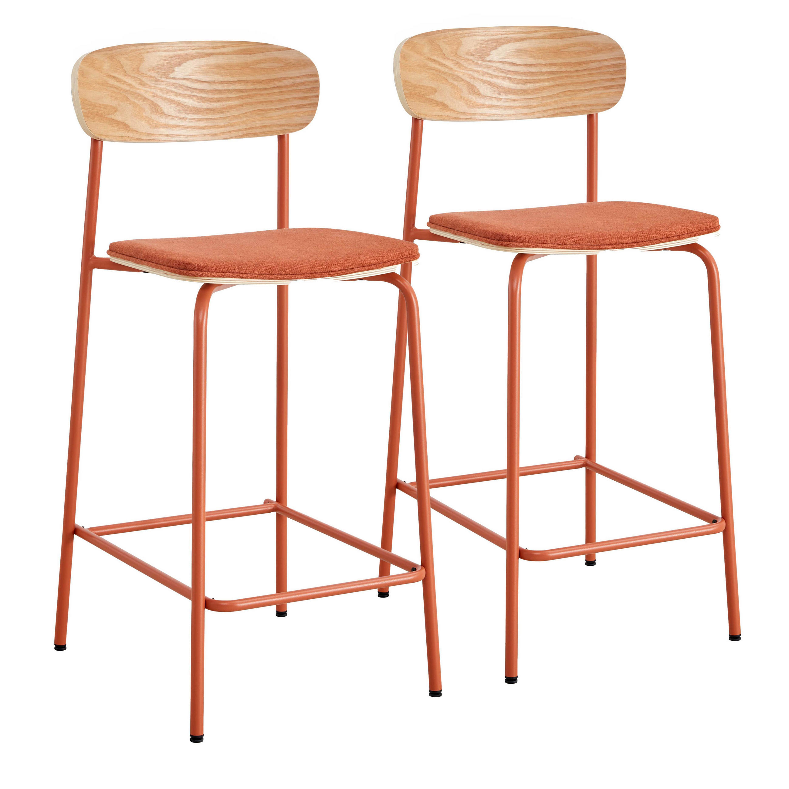 BARSTUHL 2-tlg., Orange - Orange, Holz (42/96/50cm) - Oviala