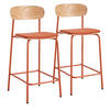 BARSTUHL 2-tlg., Orange - Orange, Holz (42/96/50cm) - Oviala