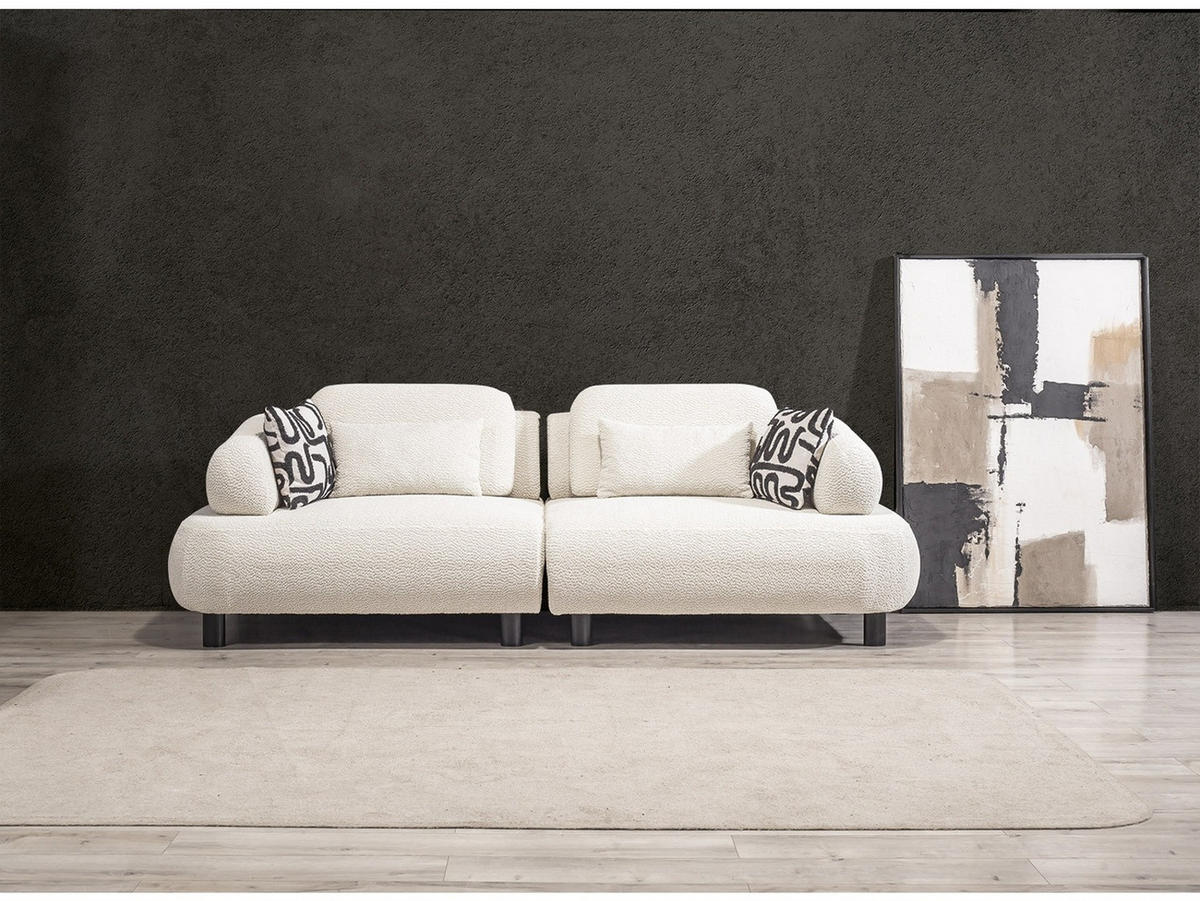 SOFA Barcelona 3-Sitzer Webstoff Creme - Creme, Holz/Textil (230/79/110cm) - Villa Möbel