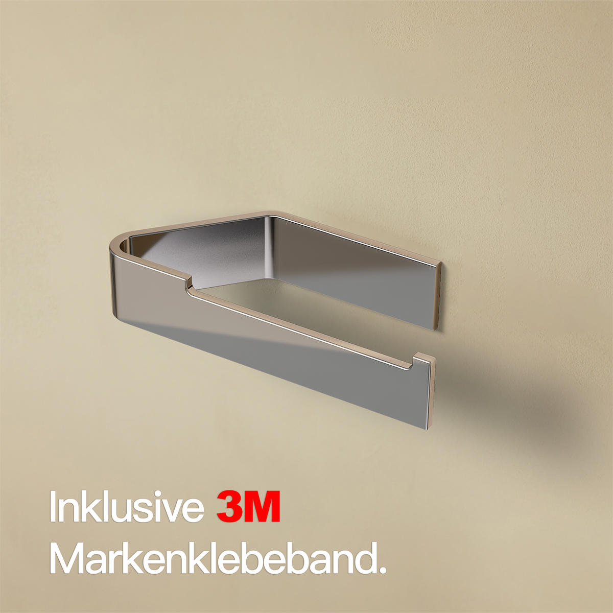 TOILETTENPAPIERHALTER OHNE BOHREN ohne Ablage Chrom - Chromfarben, Metall (17/4/8cm) - Designfabrik Hamburg