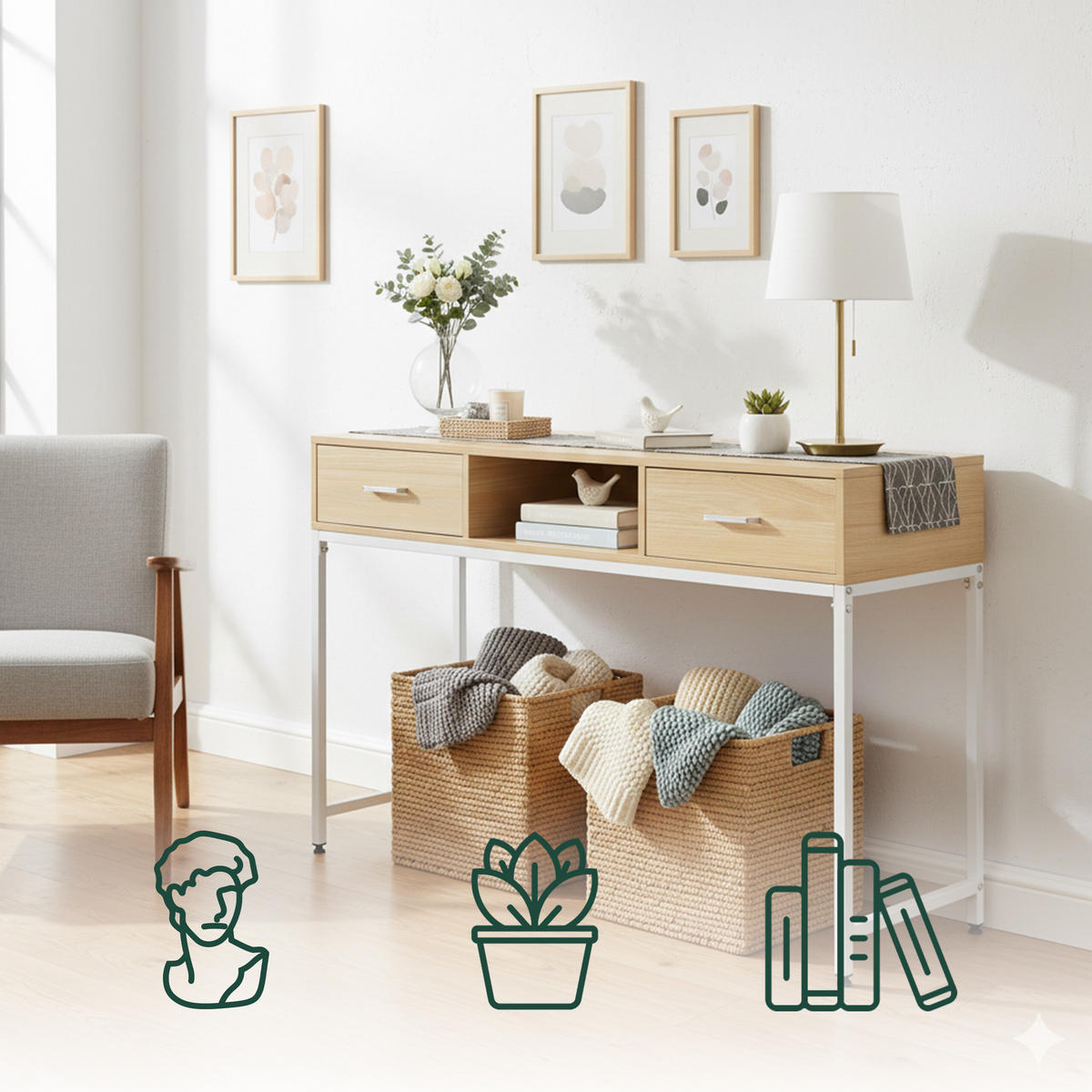 KONSOLENTISCH - Multicolor, Holzwerkstoff/Metall (40/120/80cm) - Relaxdays