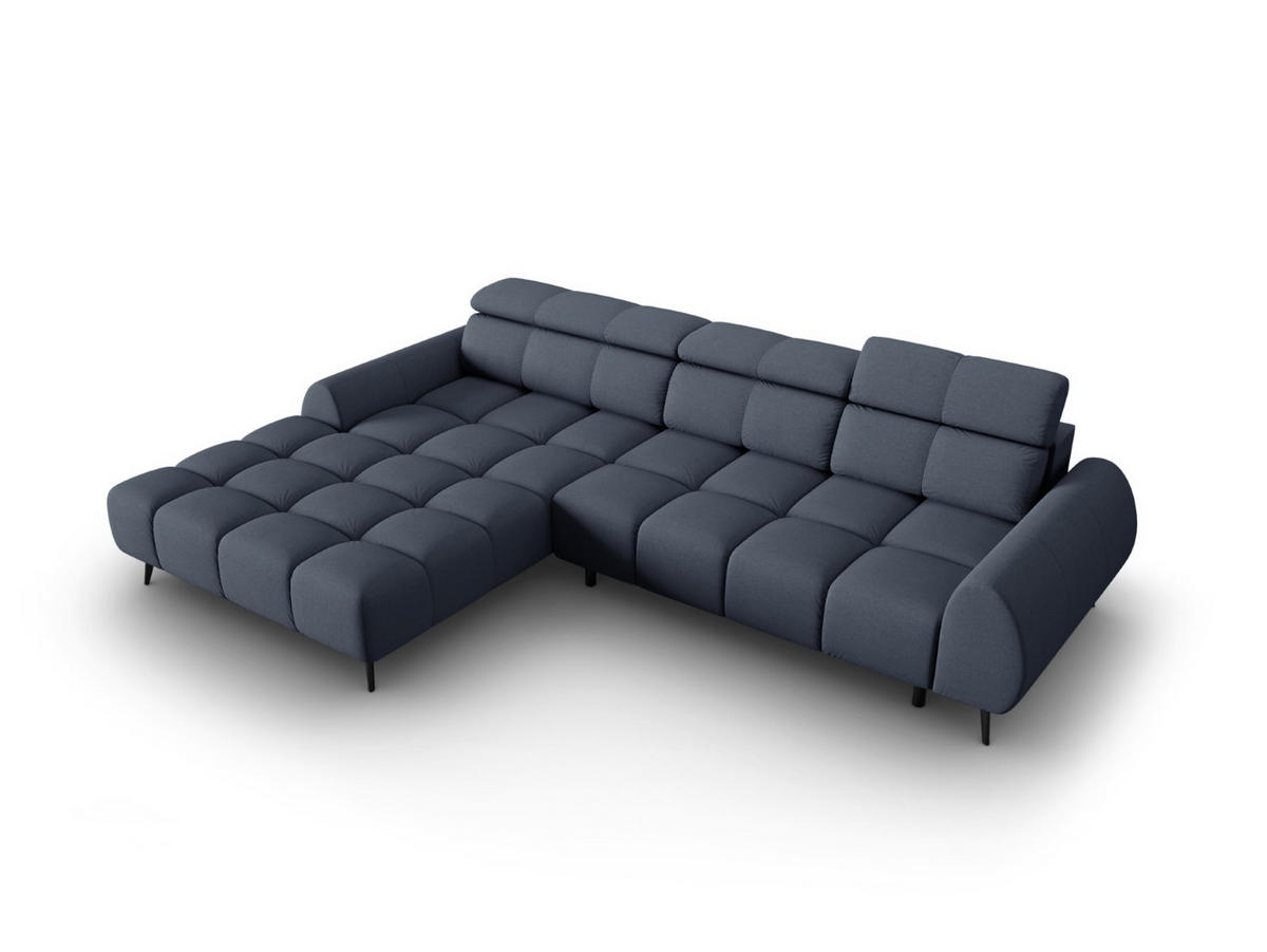ELEKTRISCHES-ECKSOFA links Alyse aus strukturiertem Stoff dunkelblau 5 Sitzplätze - Dunkelblau, Textil (188/295cm) - Micadoni