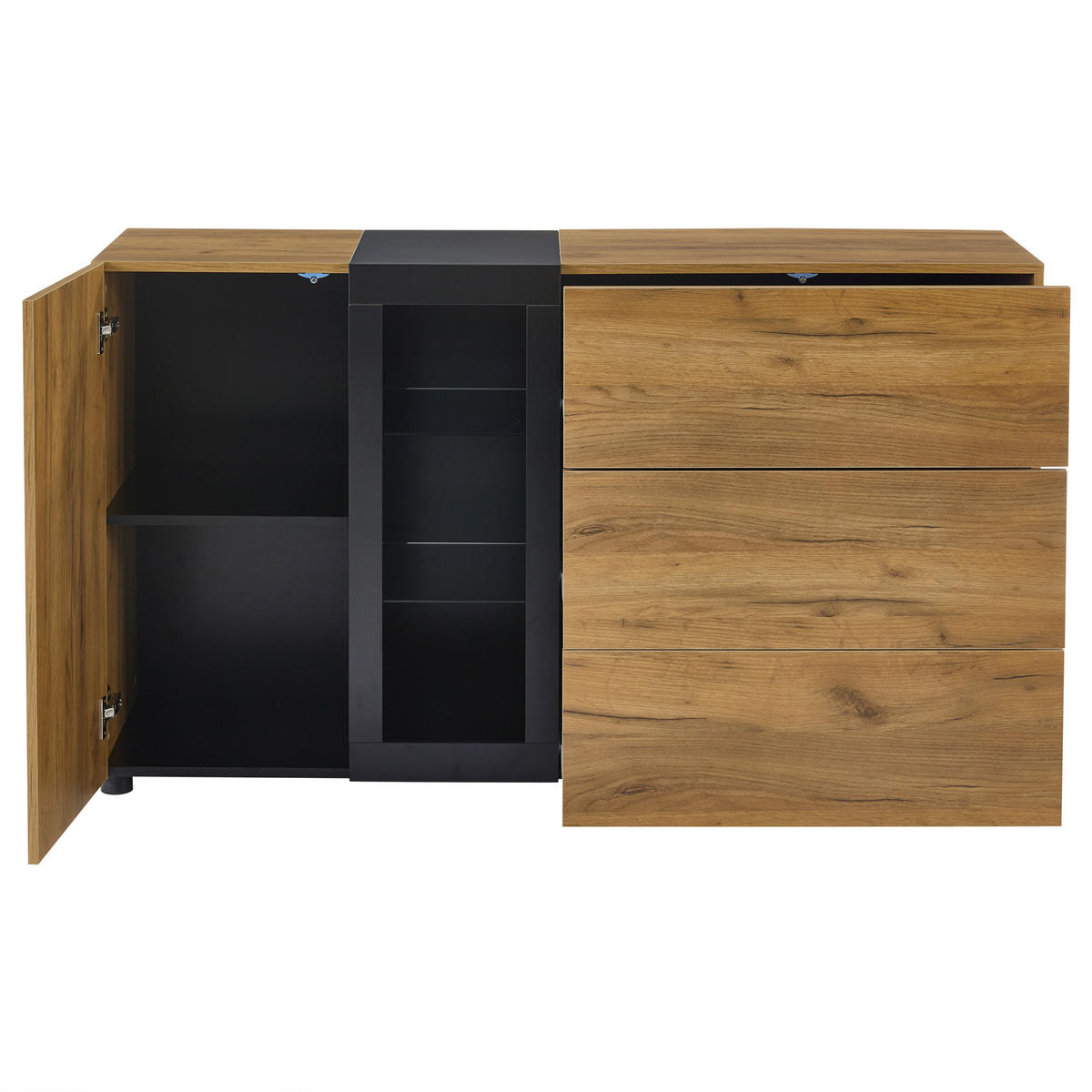 SIDEBOARD Braun/Schwarz 140/40/80 cm - Braun, Holzwerkstoff (140/80/40cm) - PANGIVO