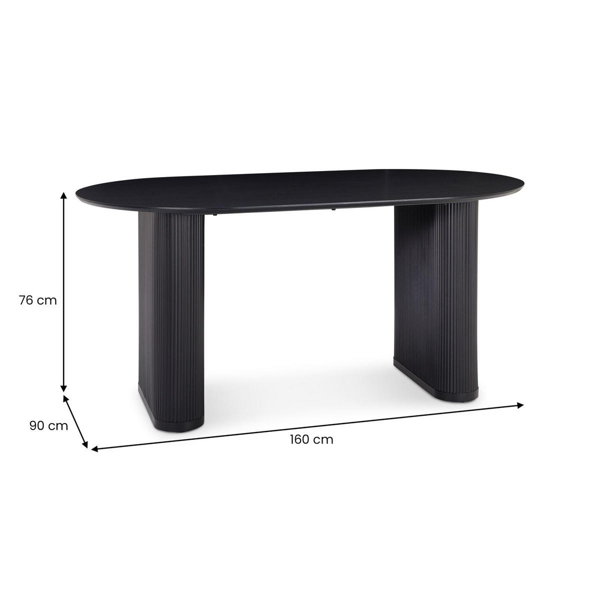 ESSTISCH MAXIM - Schwarz, Metall (90/160/75cm) - IDIMEX