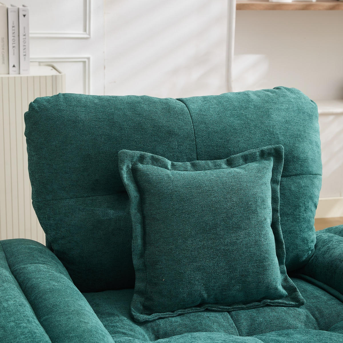 SESSEL Chenille Grün drehbar mit Stützkissen - Grün, Textil/Metall (116/96/84cm) - WISHDOR