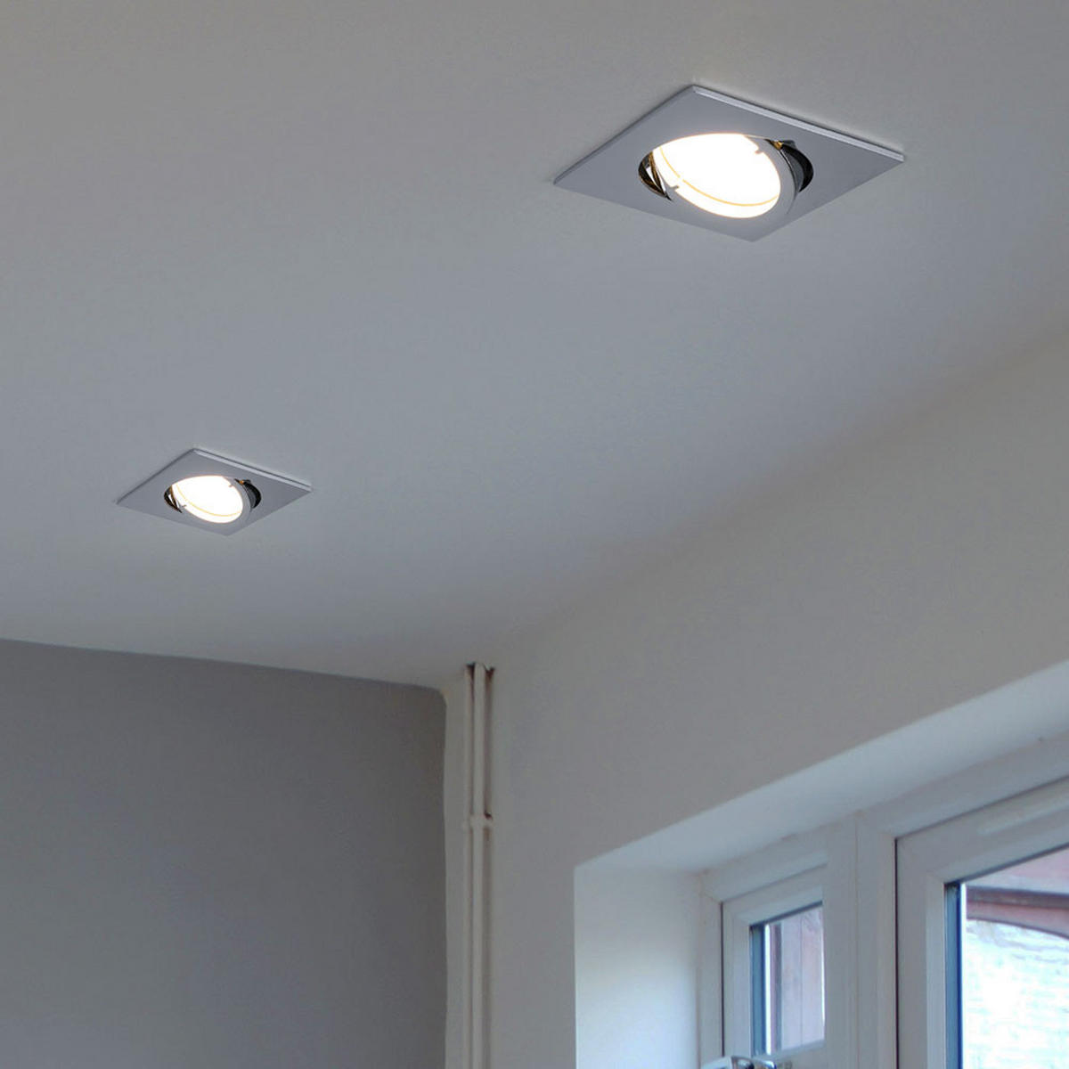 LED EINBAULEUCHTE Chrom Silber eckig - Silberfarben, Metall (8.2/8.2/2.5cm)