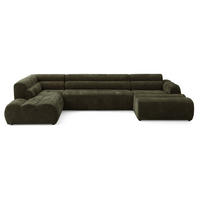 6-SITZER modulares Wohnlandschaft U XXL VEER SET 4 Links, 368 x 190 cm, Chenille Webstoff Grün - Schwarz/Grün, Holz/Kunststoff (368/75/190cm) - Muffo