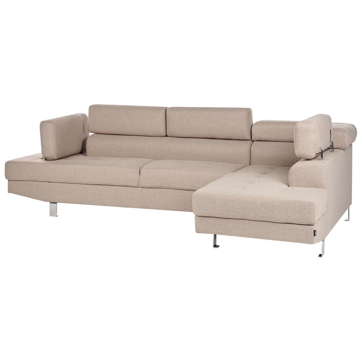 COLȚAR cu 5 locuri textil bej pe partea stângă Norrea - argintiu/bej, material textil (262/169cm) - Beliani