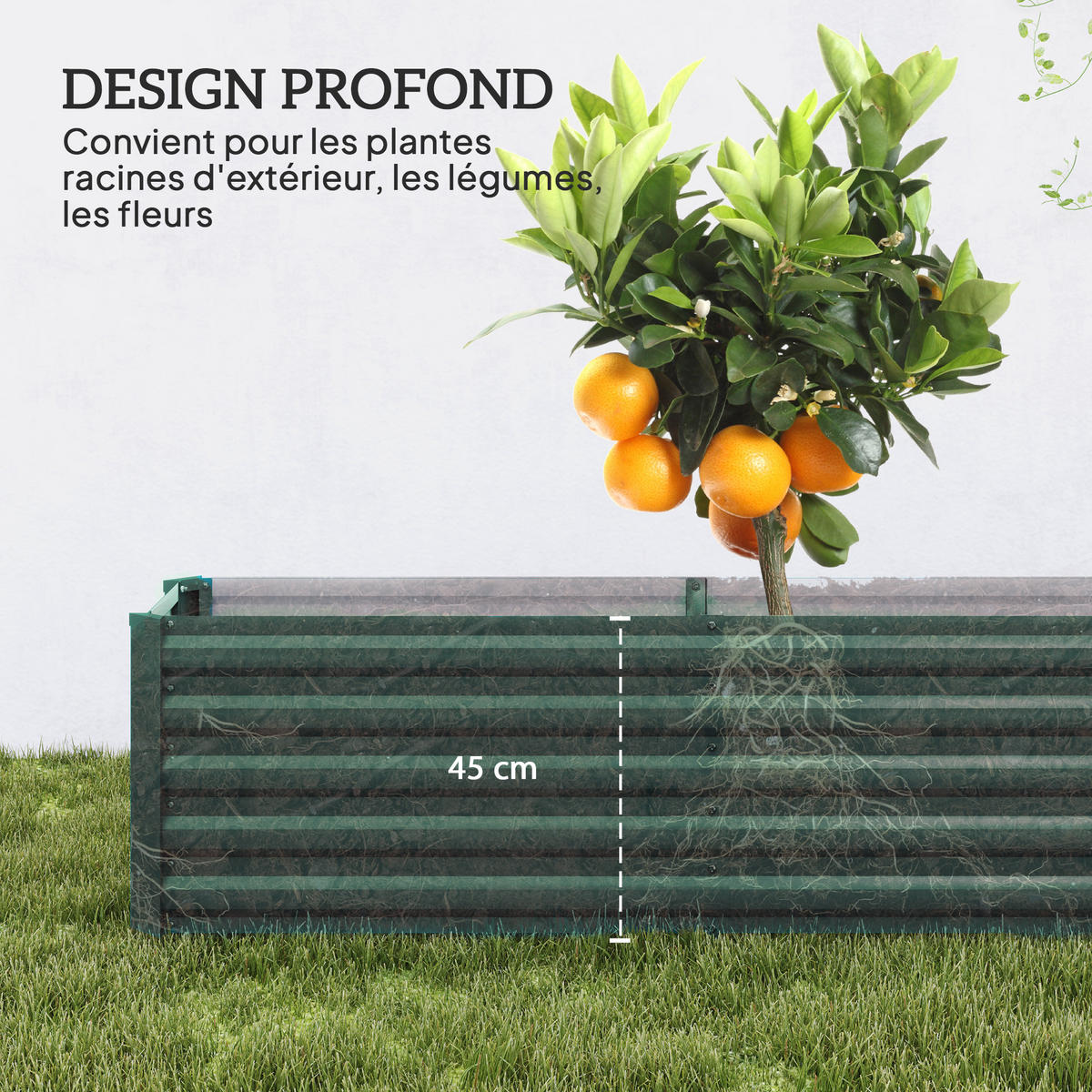 HOCHBEET DE-12178 240/40/45 cm offener Boden Grün - Grün, Metall (240/45/40cm) - ComfortXL
