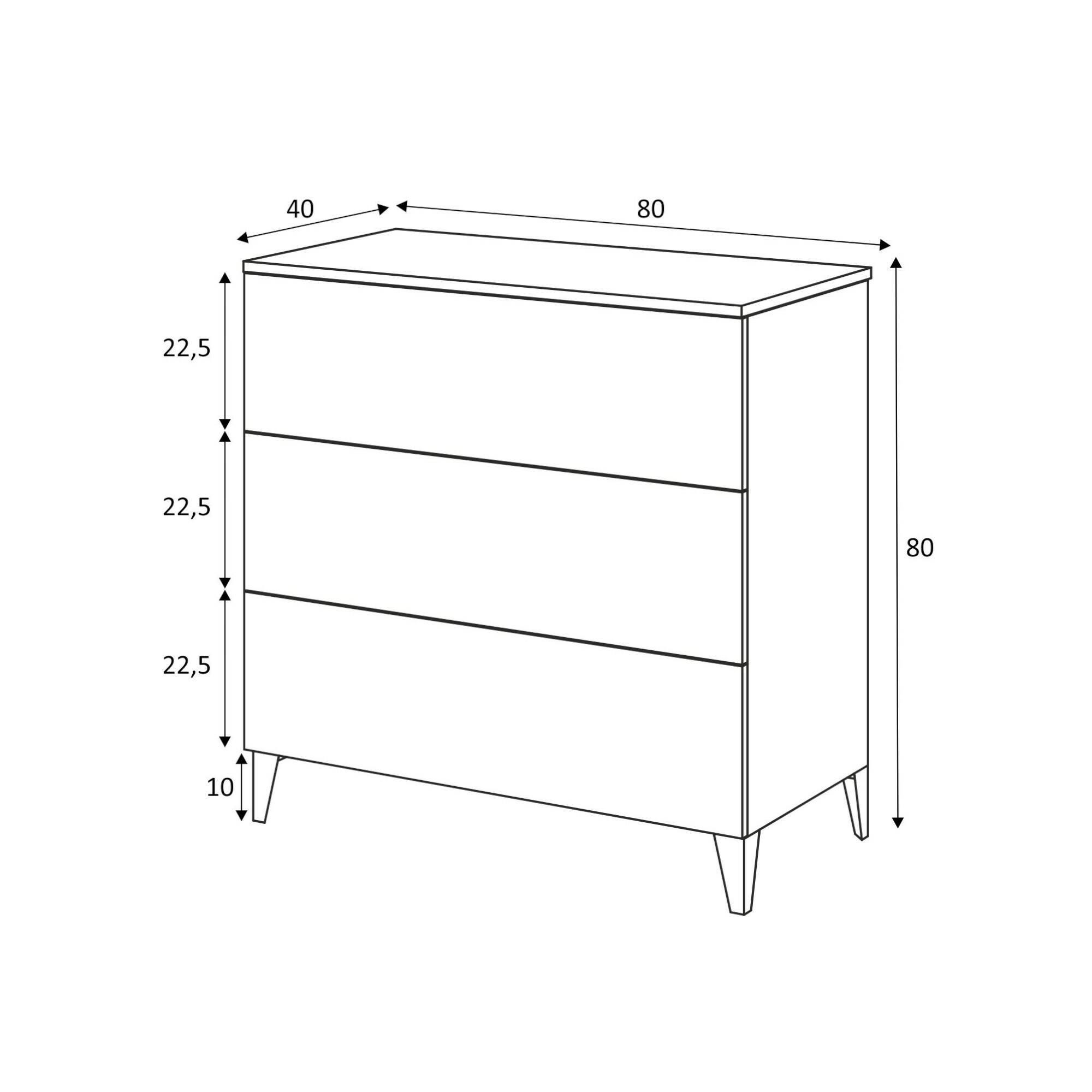 KOMMODE Weiß 40/80/80 cm - Weiß, Holzwerkstoff (80/80/40cm) - DMORA