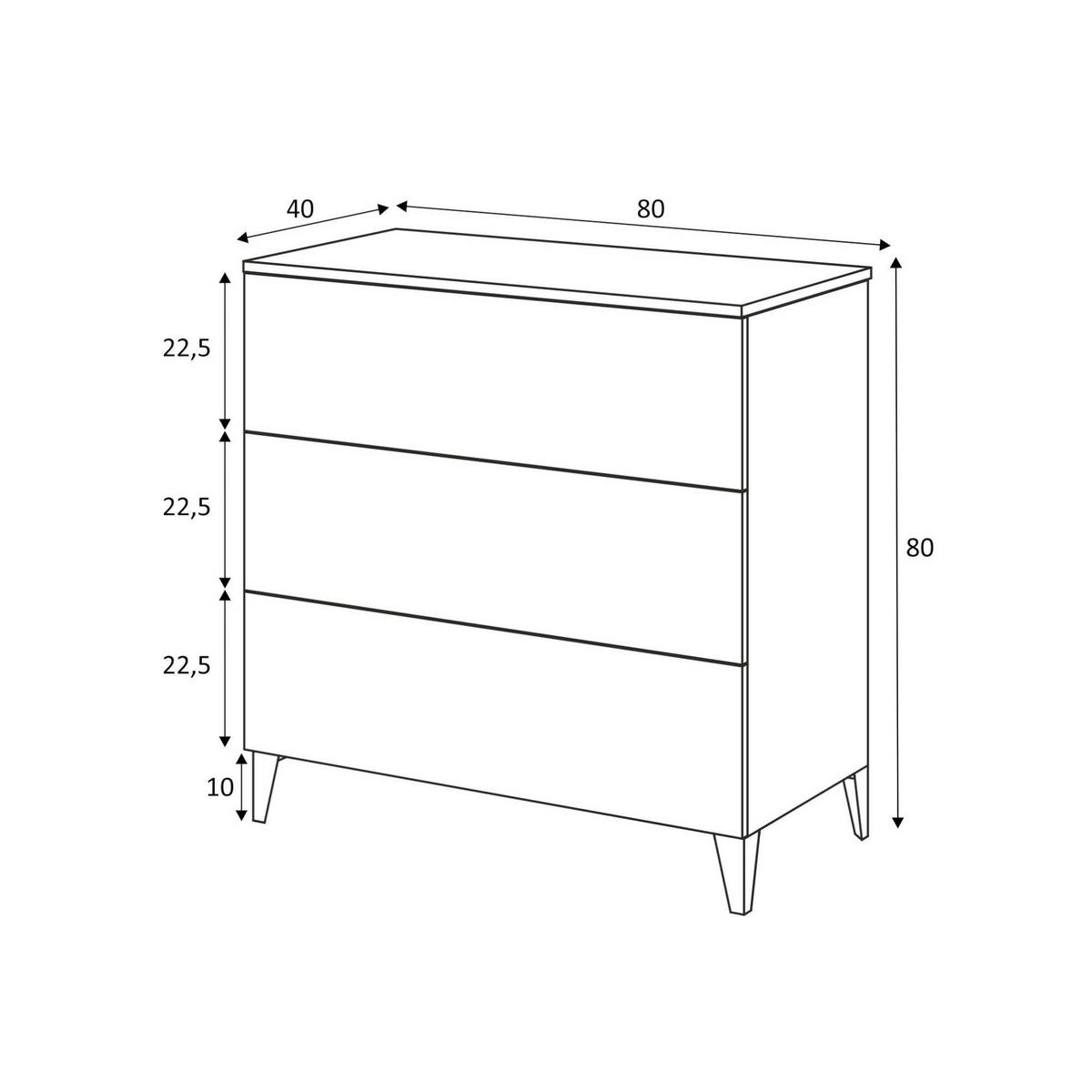 KOMMODE Weiß 40/80/80 cm - Weiß, Holzwerkstoff (80/80/40cm) - DMORA