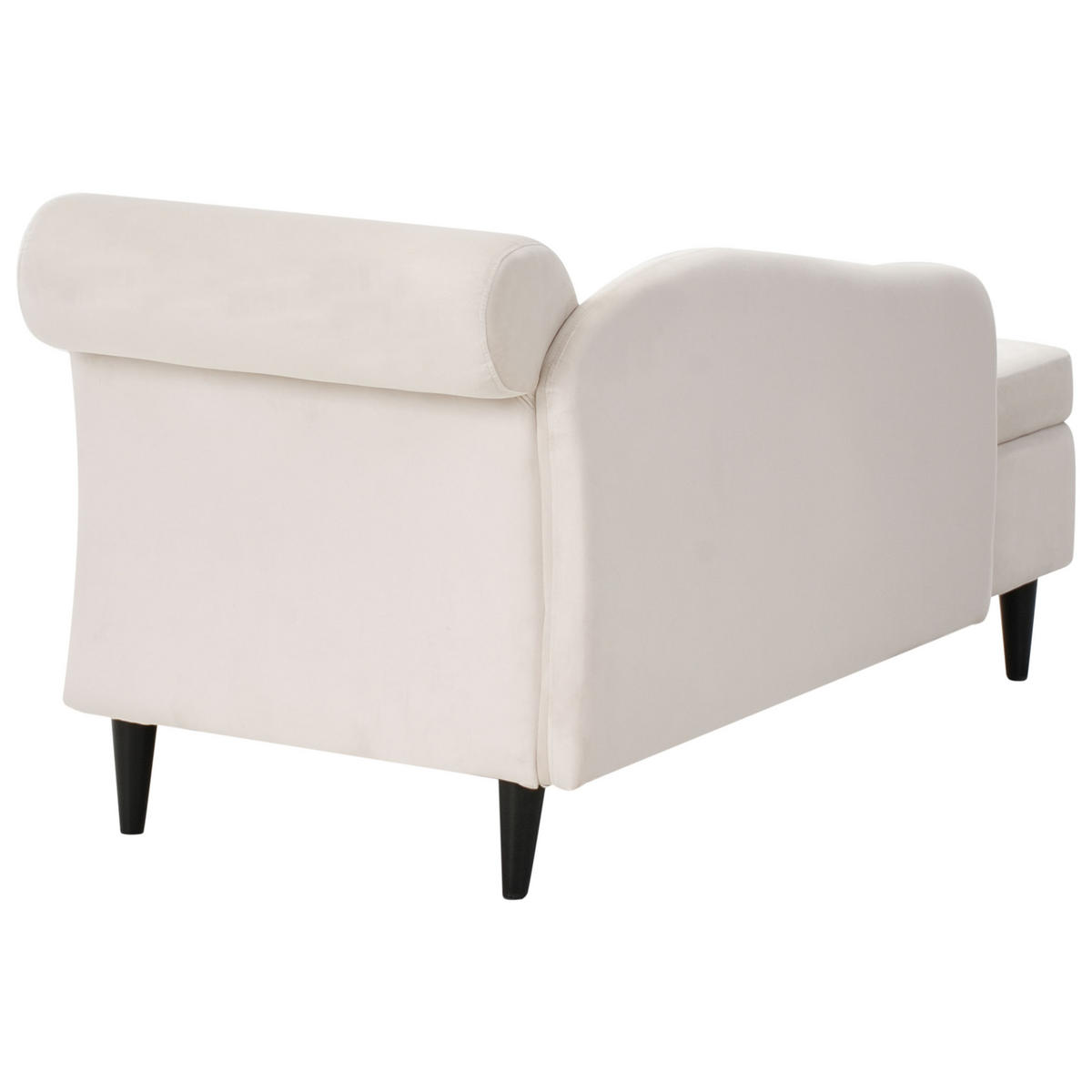 ČALOUNĚNÉ LEHÁTKO CHAISE LONGUE PRAVOSTRANNÉ Sametová látka Béžové s úložným prostorem Luiro - černá/béžová, textil (160/77/70cm) - Beliani