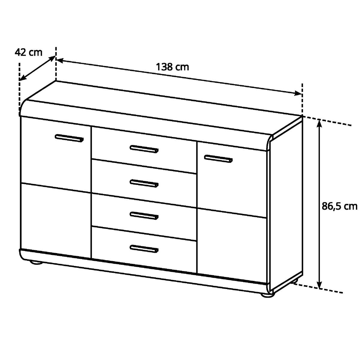 SIDEBOARD LYNGDAL KOM2 MDF-Leiste Eiche Sonoma Eiche Sonoma - Sonoma Eiche, Glas/Holzwerkstoff (140/87/42cm) - Komodee