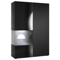 VITRINE Morena Tür und Einsatz in Schwarz Matt - Schwarz, Holzwerkstoff (91.5/136.5/37cm) - Vladon