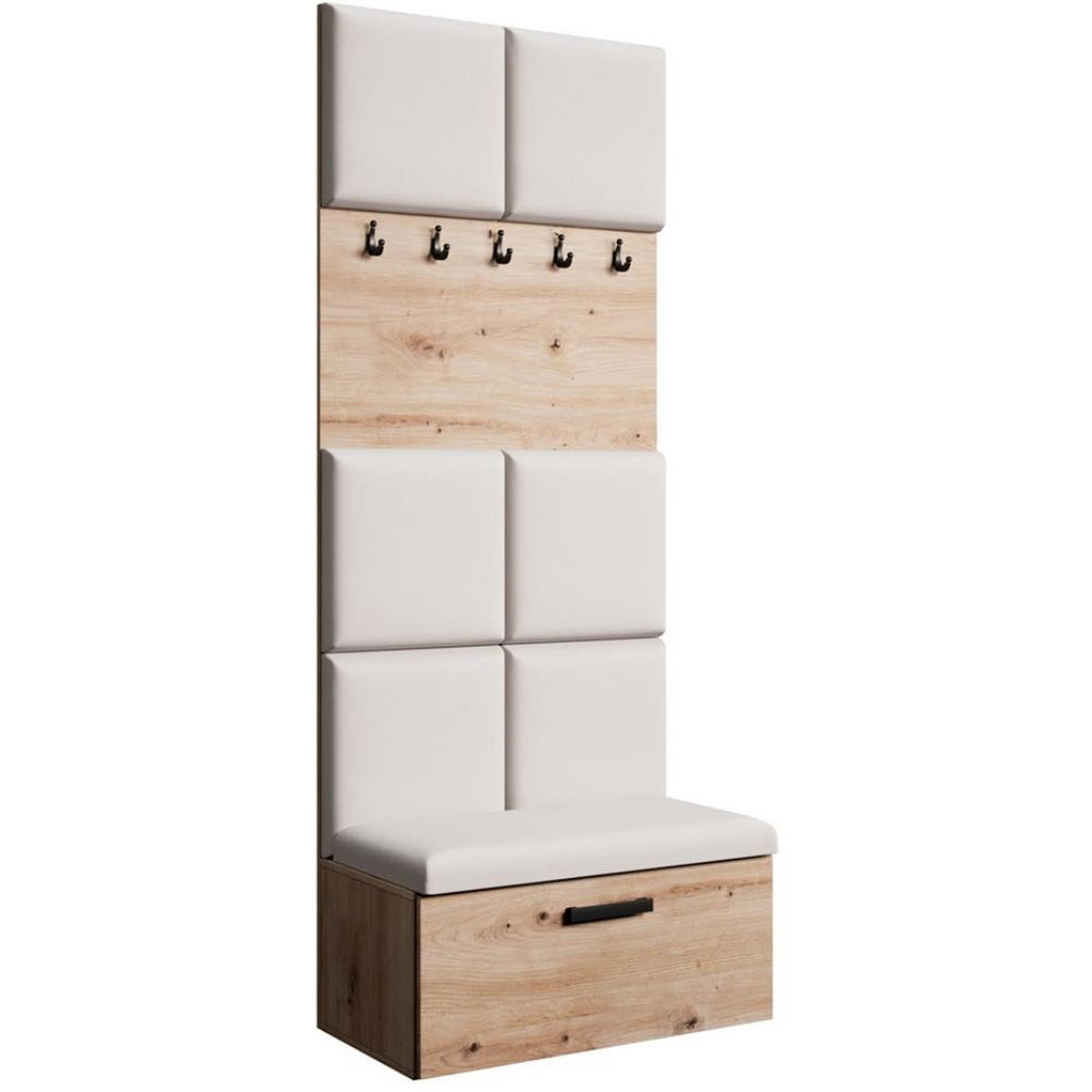 GARDEROBE Margaret I 81/203/43 gepolsterten Paneelen - Schwarz/Eiche Artisan, Holzwerkstoff/Kunststoff (81/203/43cm) - Beautysofa