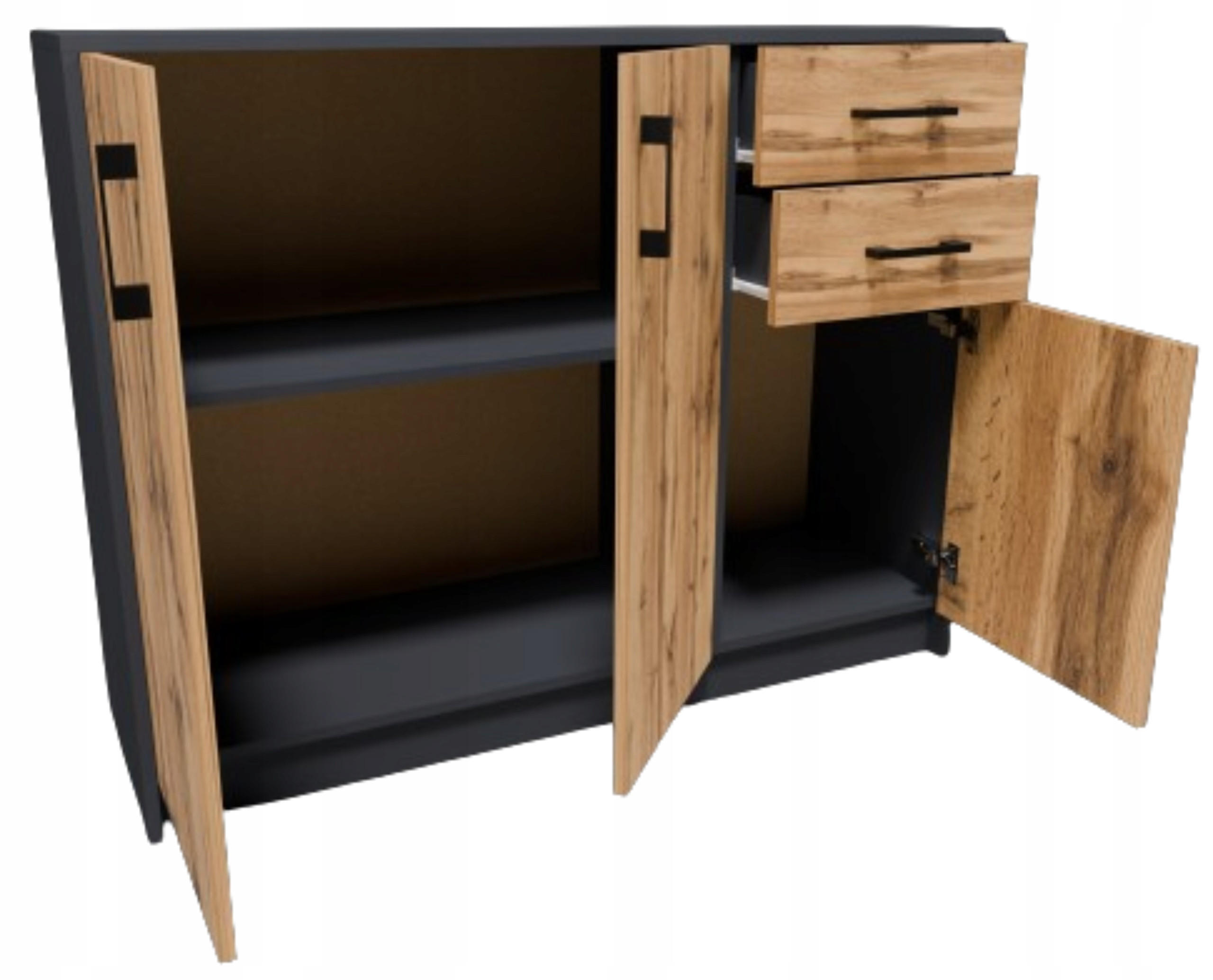 KOMMODE 3D2S Anthrazit-Wotan Eiche 110/35/85 cm - Anthrazit/Eiche Wotan, Holzwerkstoff (110/85/35cm) - Matkam Möbel