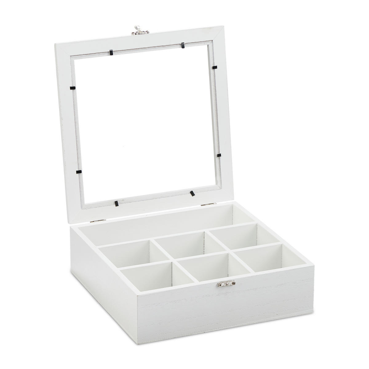 TEEBOX - Weiß, Holzwerkstoff/Kunststoff (25/8/25.5cm) - Relaxdays