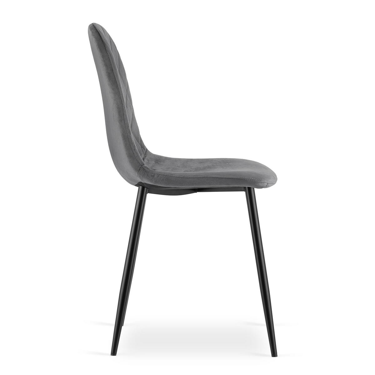 STUHL PIENZA 1 Stück, Grau, mit Samtstoff gepolstert - Anthrazit, Textil/Metall (45/88/51cm) - Komodee