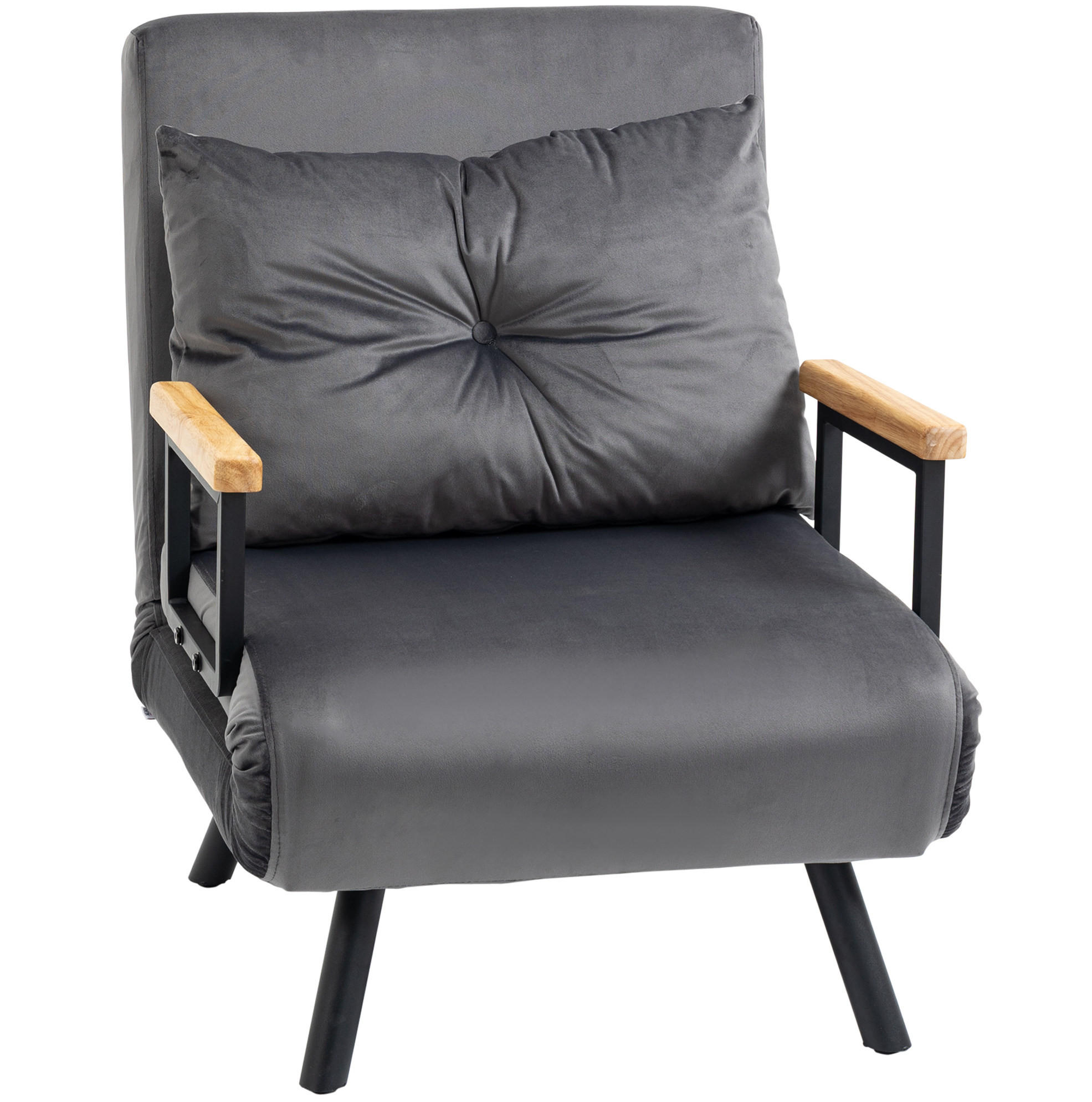 SCHLAFSESSEL 63/73/81 cm in Dunkelgrau mit Bettfunktion und verstellbarer Rückenlehne - Dunkelgrau, Metall (73/81/63cm) - Flora Grace