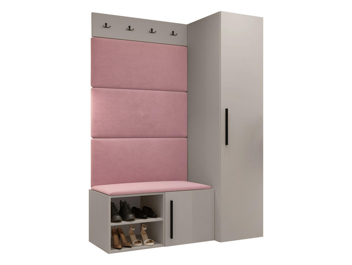 GARDEROBEN-SET Medi II - Kaschmir/Hellrosa, Holzwerkstoff/Kunststoff (40/191/50cm) - MIRJAN24