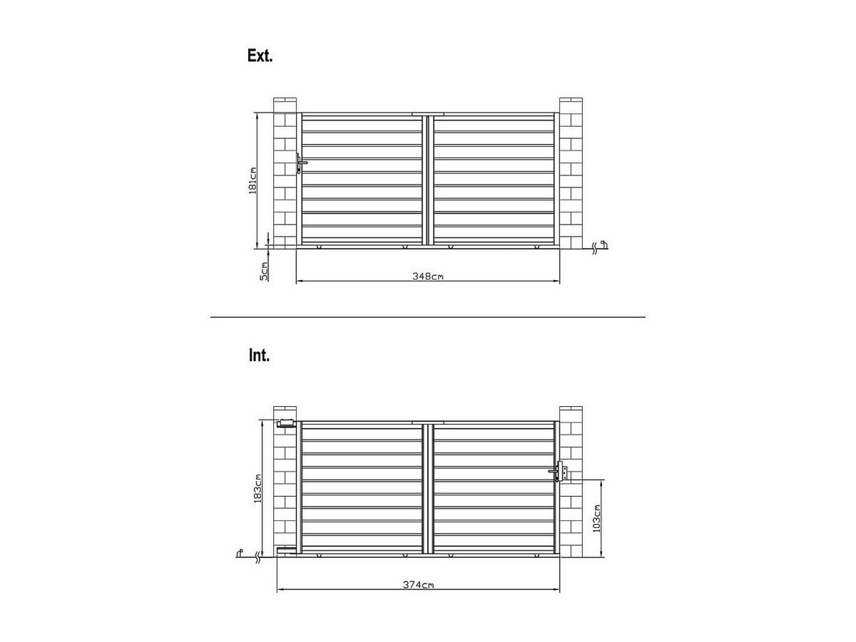 SCHIEBETOR - 348cm x 4.5cm - Aluminium - anthrazitgrau - PRIMO - Anthrazit, Metall (348/181cm) - Vente-Unique