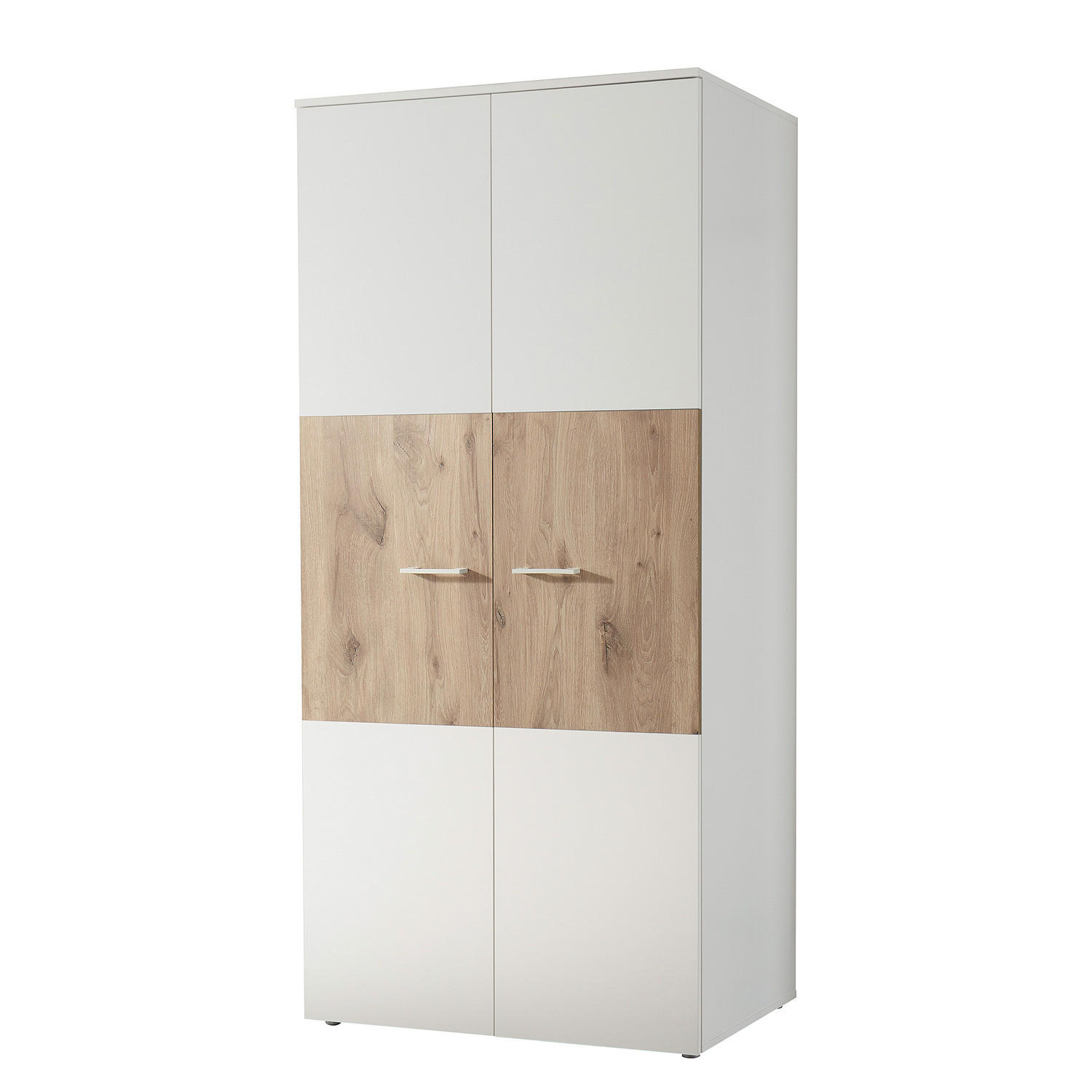 KLEIDERSCHRANK - Eichefarben/Silberfarben, Holzwerkstoff/Kunststoff (90/195/60cm) - home24