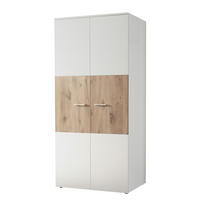 KLEIDERSCHRANK - Eichefarben/Silberfarben, Holzwerkstoff/Kunststoff (90/195/60cm) - home24